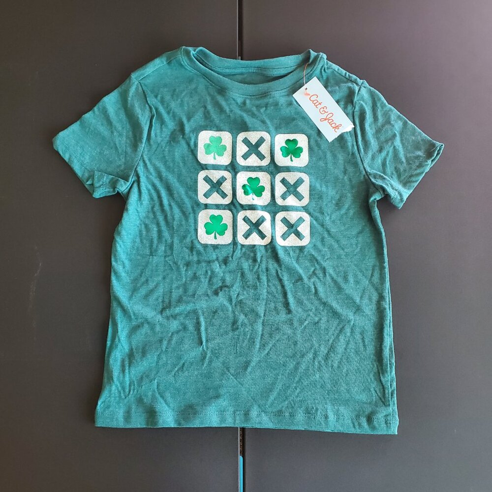 New Cat & Jack Green St Patrick Shirt Shamrocks. Size XS Small.